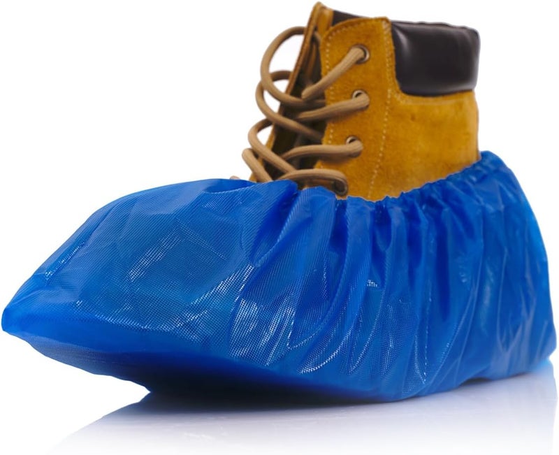 Buself Heavy Duty Disposable Shoe Covers, Extra Large 6.7x17.7 In, Thick 0.3 Oz, Waterproof Non-Slip Shoe Booties, 200 Pieces Boot Covers for Indoor/Outdoor Use, One Size Fits All - Image 1